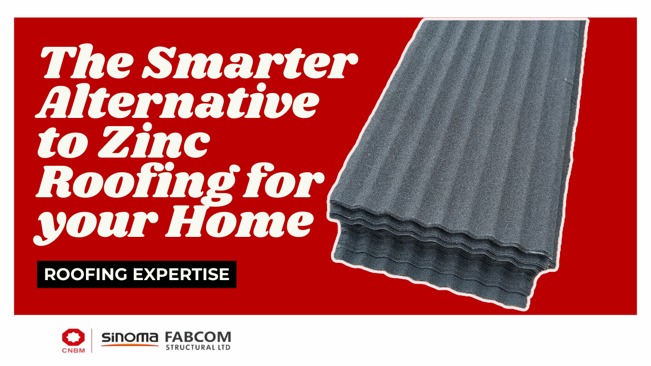 a graphic for fabcom structural for the blog post 'Zinc Stone Coated Roofing vs Zinc Roofing Sheet'